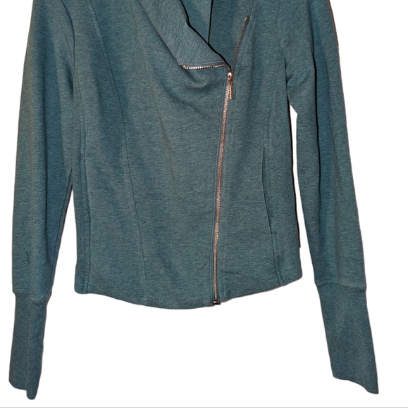 H By Halston French Terry Moto Flyaway Fitted Ribbed Asymmetrical Jacket 0 - Picture 3 of 8